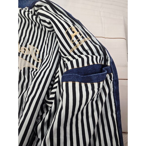 VTG Turning Point Denim 2-Tone Bomber Jacket 90' Embroidered John Deere Sz XL - Picture 7 of 10